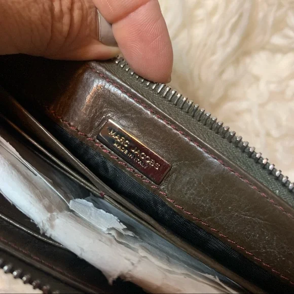 Marc Jacobs Zip Clutch Wallet in Brown with Silver Hardware